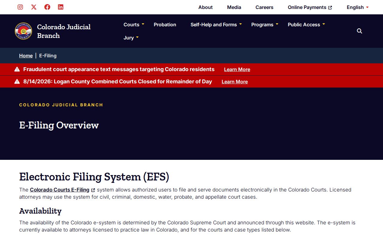 Moffat County case search compared with Colorado Courts E-Filing