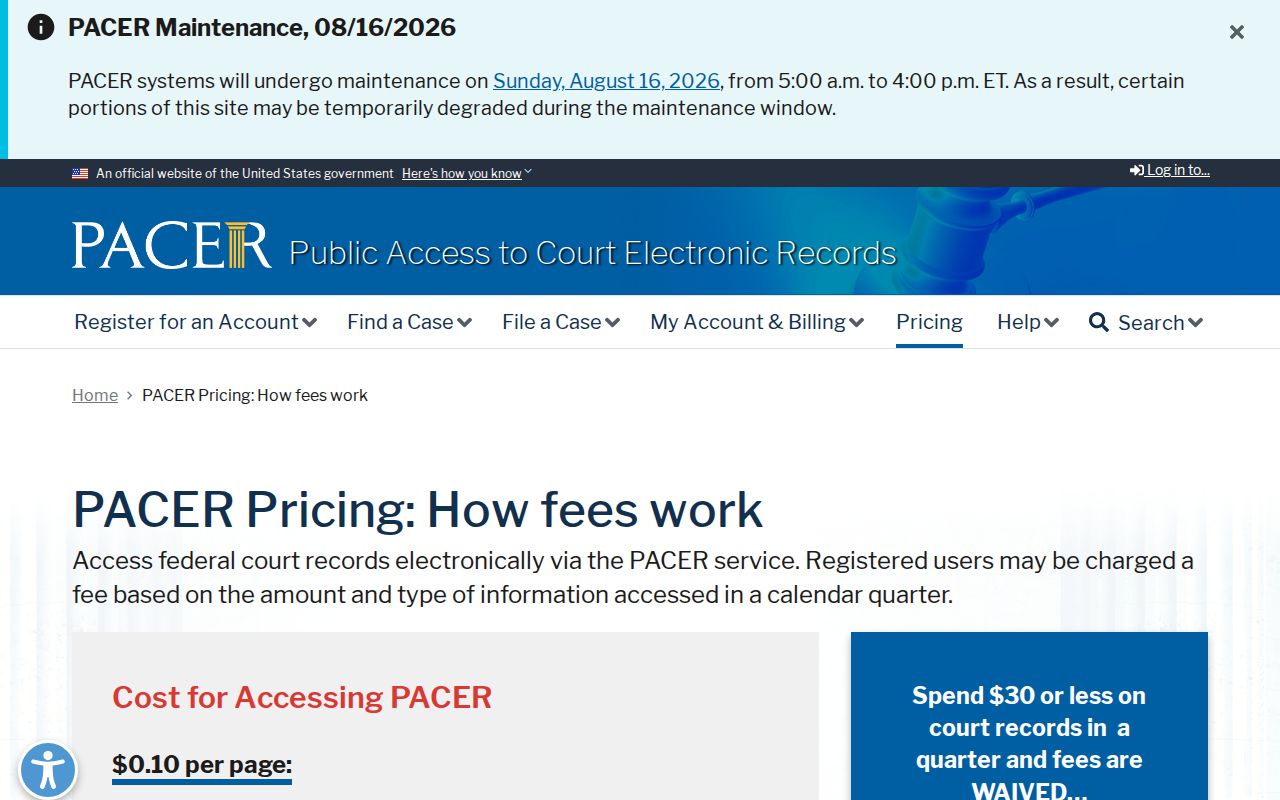 PACER fees compared with Moffat County court records
