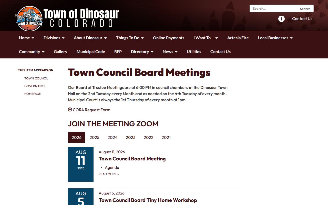 Dinosaur court docket monthly court schedule