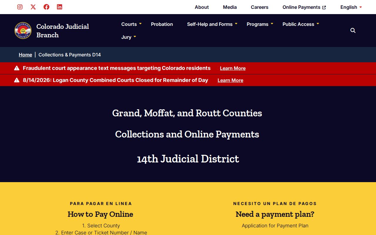Moffat County traffic court records payment instructions